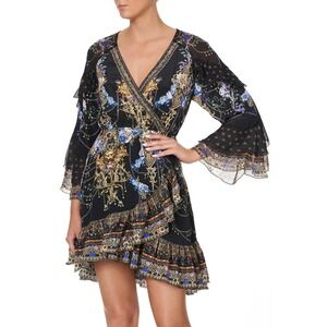 Camilla Palace Playhouse Silk Short Wrap Dress Size XS $799